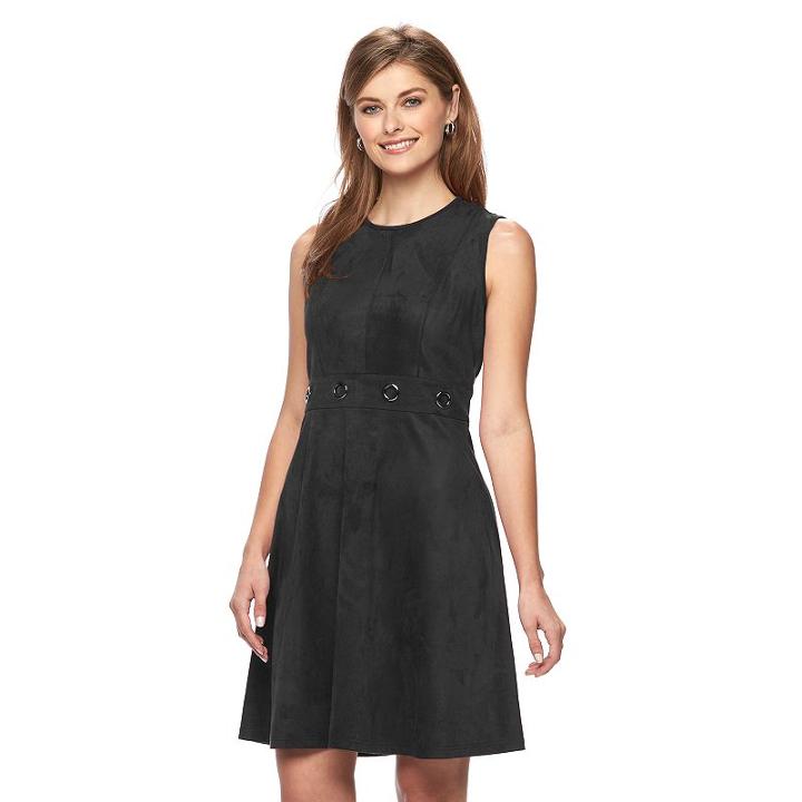 Women's Apt. 9&reg; Faux-suede Fit & Flare Dress, Size: 16, Oxford