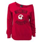Juniors' Wisconsin Badgers Flashdance Slouch Crewneck, Teens, Size: Small, Dark Red