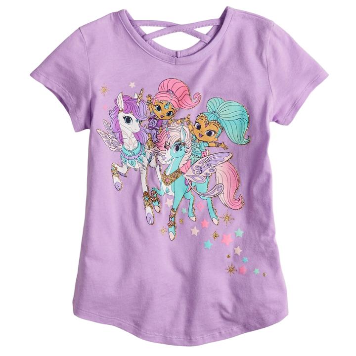 Girls 4-10 Jumping Beans&reg; Shimmer & Shine Unicorn Criss-cross Back Top, Size: 10, Lt Purple