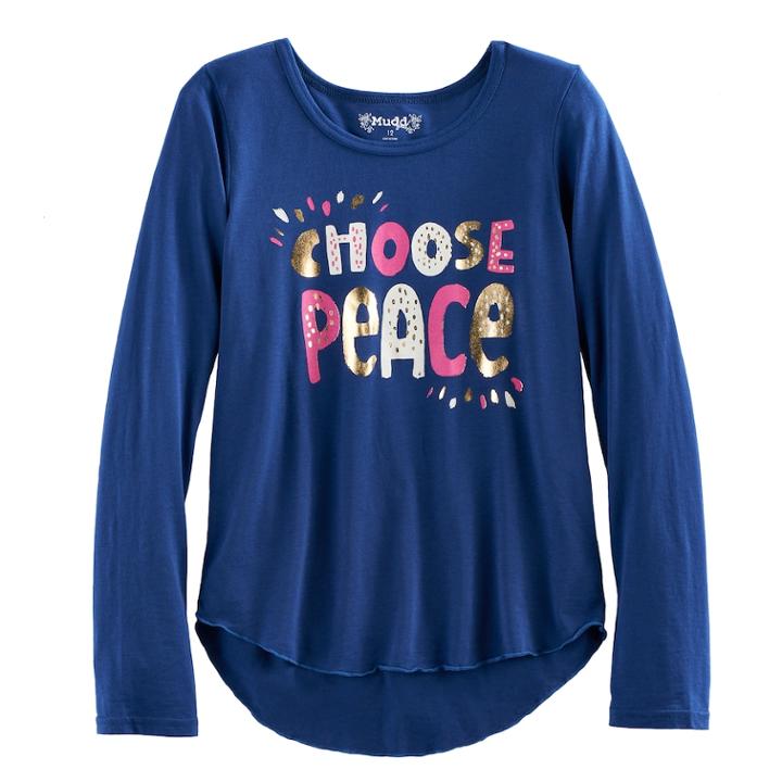 Girls 7-16 & Plus Size Mudd&reg; High-low Graphic Tee, Size: 16 1/2, Blue