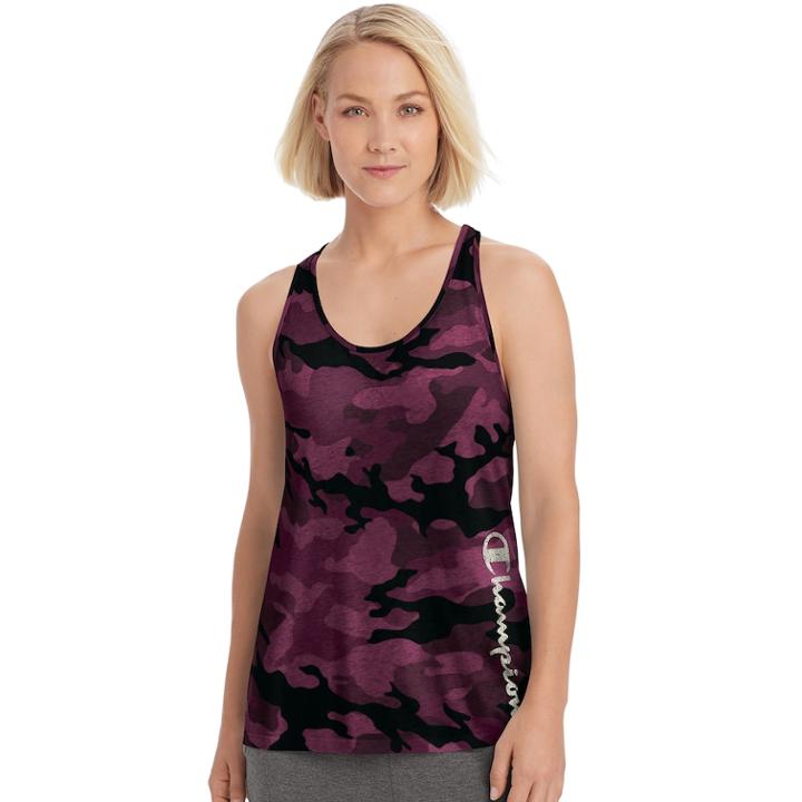 Women's Champion Authentic Wash Camo Racerback Tank, Size: Small, Drk Purple