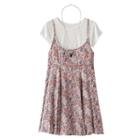 Girls 7-16 Knitworks Ribbed Crop Top & Floral Slip Dress Set With Necklace, Girl's, Size: 7, Light Pink