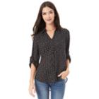 Juniors' Iz Byer Roll-tab Shirt, Teens, Size: Medium, Black Dot