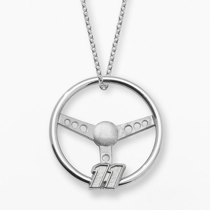 Insignia Collection Nascar Denny Hamlin Sterling Silver 11 Steering Wheel Pendant, Adult Unisex, Size: 18, Grey