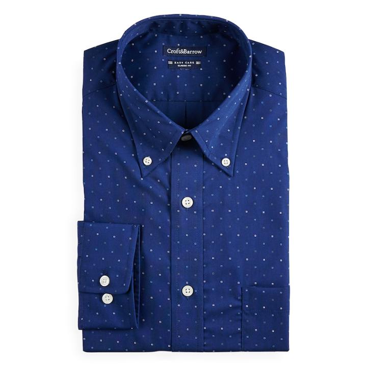Men's Croft & Barrow&reg; Classic-fit Easy Care Button-down Collar Dress Shirt, Size: 16.5-32/33, Blue