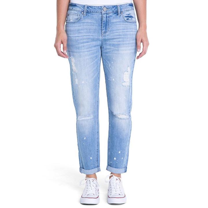Juniors' Crave Ripped Slim Girlfriend Jeans, Teens, Size: 0, Blue Other