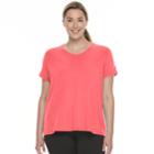 Plus Size Tek Gear&reg; Layered Split-back Tee, Women's, Size: 2xl, Brt Pink