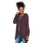 Juniors' Grayson Threads Hooded Hatchi Cocoon Cardigan, Teens, Size: Large, Drk Purple