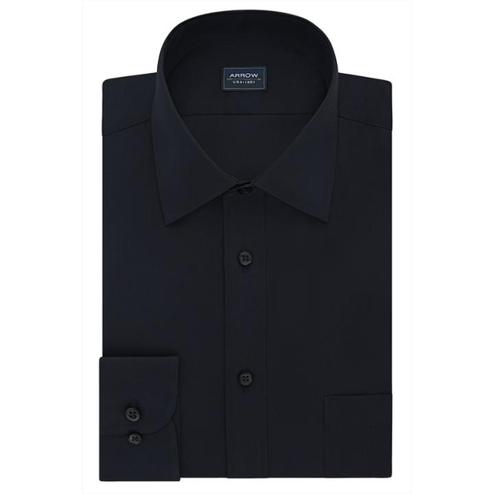 Men's Arrow Slim-fit Dress Shirt, Size: M-32/33, Black
