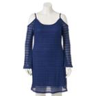 Juniors' Plus Size Wrapper Crochet Off The Shoulder Dress, Girl's, Size: 1xl, Blue (navy)
