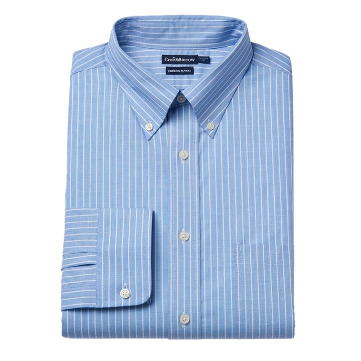 Big & Tall Croft & Barrow&reg; True Comfort Regular-fit Dress Shirt, Men's, Size: 20 34/5b, Dark Blue
