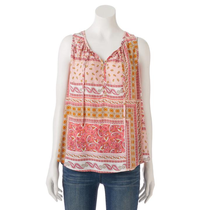 Women's Sonoma Goods For Life&trade; Print Challis Tank, Size: Large, Brt Pink