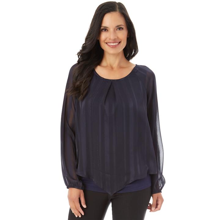 Women's Apt. 9&reg; Layered Front Top, Size: Small, Blue (navy)