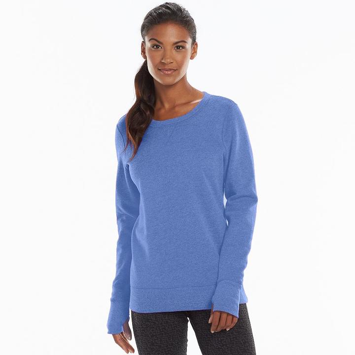 Women's Tek Gear&reg; Fleece Crewneck Sweatshirt, Size: Large, Med Blue
