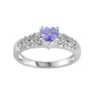 Tanzanite & Diamond Accent Sterling Silver Heart Ring, Women's, Size: 6, Purple