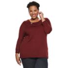 Plus Size Napa Valley Pointelle Sweater, Women's, Size: 2xl, Dark Red