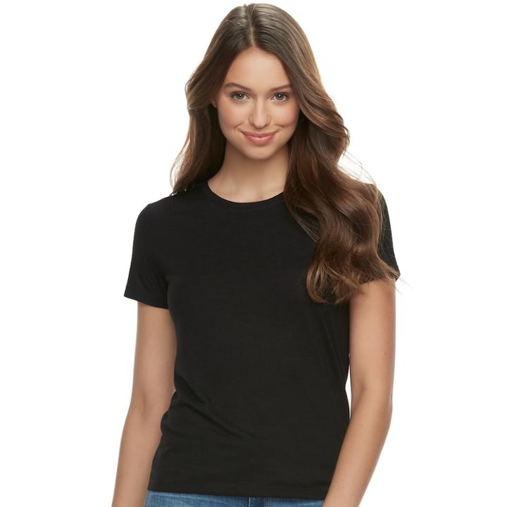 Juniors' So&reg; Crewneck Short Sleeve Tee, Teens, Size: Xs, Black