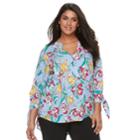 Plus Size Apt. 9&reg; Knot Sleeve Blouse, Women's, Size: 2xl, Black