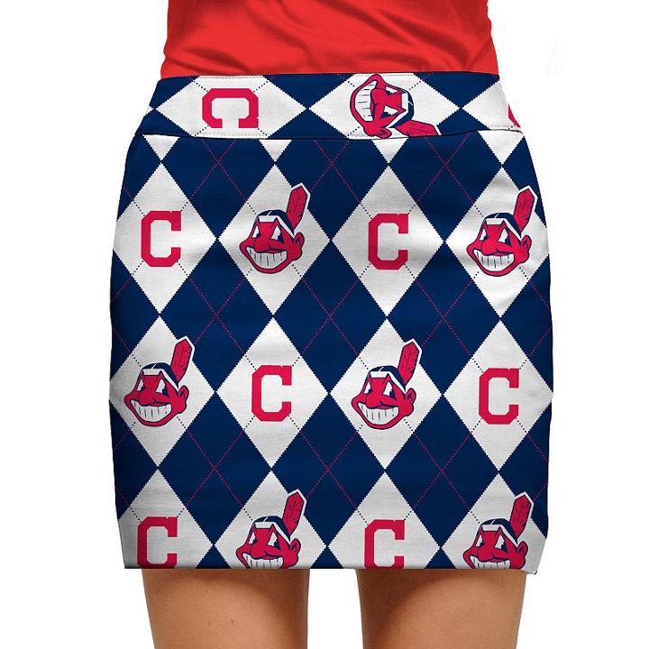 Women's Loudmouth Cleveland Indians Golf Argyle Skort, Size: 4, Blue (navy)