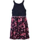 Girls 7-16 Speechless Sparkle Floral Corkscrew Skirt Dress, Size: 12, Red Overfl