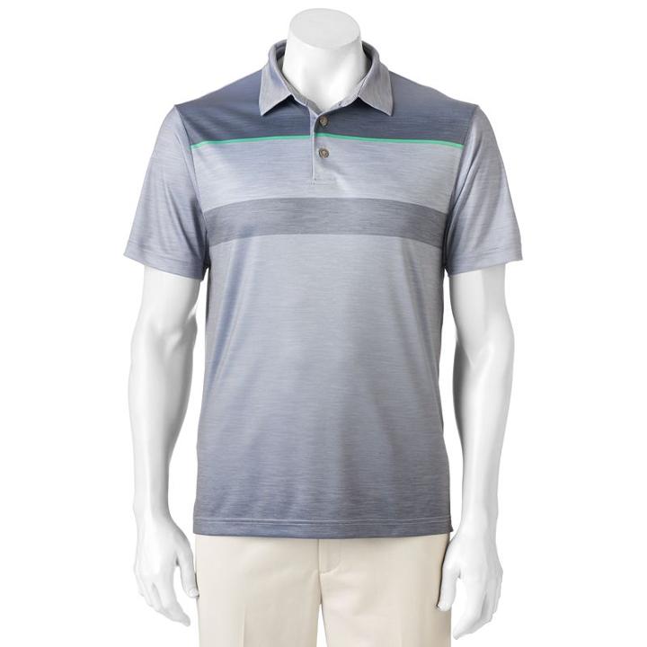 Men's Grand Slam Classic-fit Ombre-striped Driflow Performance Golf Polo, Size: Xl, Med Grey