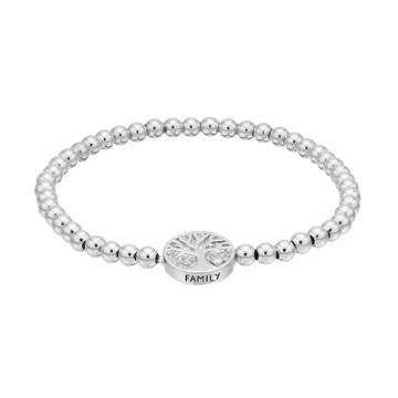 Charmed By Diamonds Sterling Silver 1/10 Carat T.w. Diamond Family Tree Stretch Bracelet, Women's, White