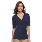Petite Dana Buchman Faux-wrap Top, Women's, Size: M Petite, Blue (navy)