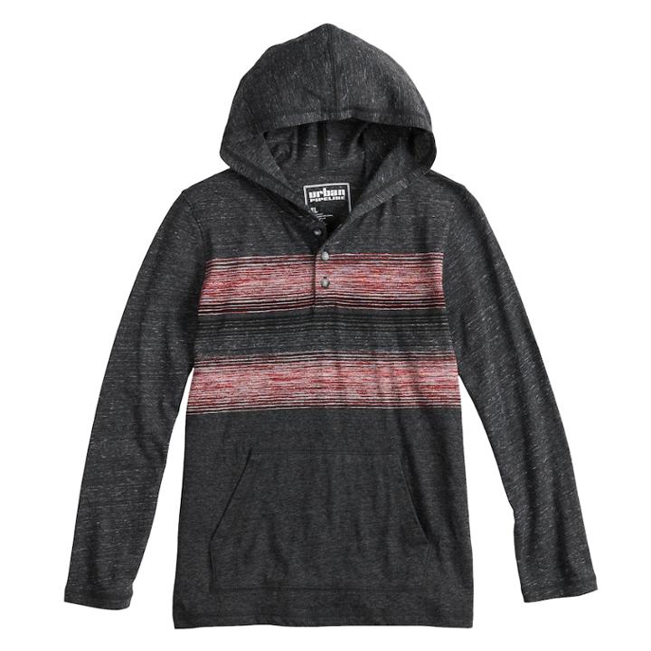 Boys 8-20 Urban Pipeline&reg; Striped Hooded Tee, Size: Small, Dark Pink