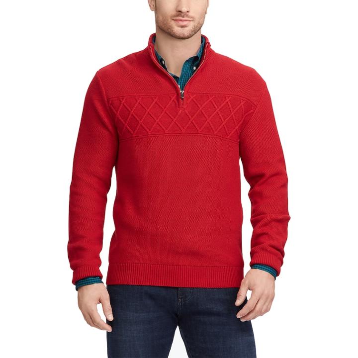 Men's Chaps Regular-fit Textured Quarter-zip Pullover, Size: Xl, Red