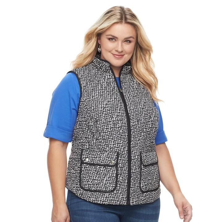 Plus Size Croft & Barrow&reg; Quilted Vest, Women's, Size: 3xl, Med Blue