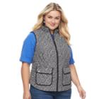 Plus Size Croft & Barrow&reg; Quilted Vest, Women's, Size: 3xl, Med Blue