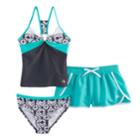 Girls 7-16 & Plus Size Zeroxposur 3-pc. Tankini Set, Size: 18 1/2, Turquoise/blue (turq/aqua)