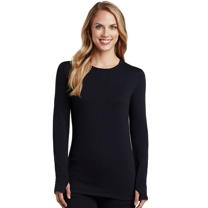 Women's Cuddl Duds Comfortwear Crewneck Top, Size: Xlrg Av/rg, Black