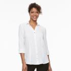Women's Dana Buchman Puckered Shirt, Size: Xs, White