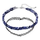 Mudd&reg; Blue Bandana & Tattoo Choker Necklace Set, Women's