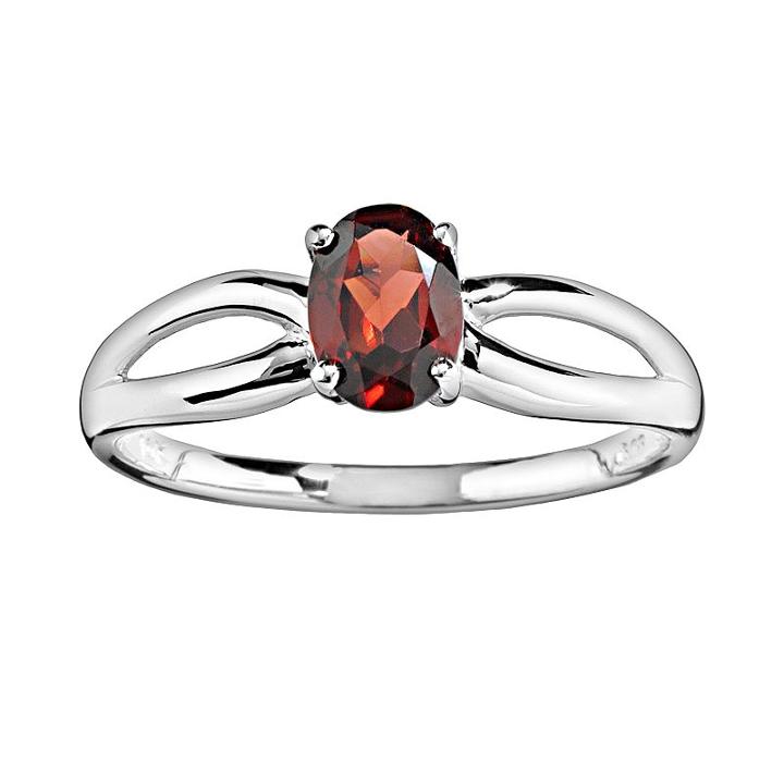 10k White Gold Garnet Ring, Women's, Size: 9, Red
