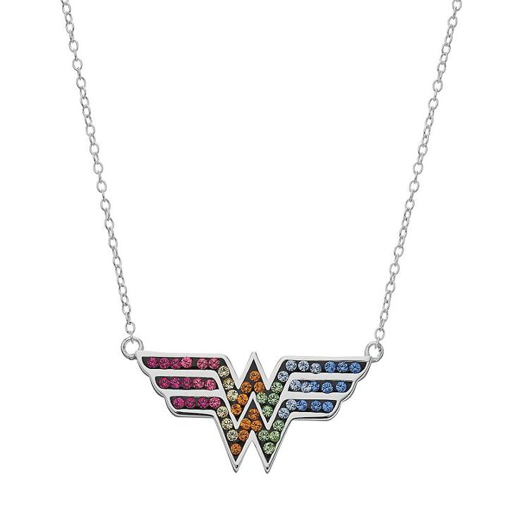 Dc Comics Sterling Silver Crystal Wonder Woman Necklace, Women's, Size: 18, Multicolor
