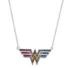 Dc Comics Sterling Silver Crystal Wonder Woman Necklace, Women's, Size: 18, Multicolor