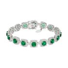 Sterling Silver Simulated Emerald & Lab-created White Sapphire Halo Bracelet, Women's, Green