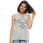 Juniors' Star Wars May The Force Be With You Lace-up Hatchi Tank, Teens, Size: Medium, White