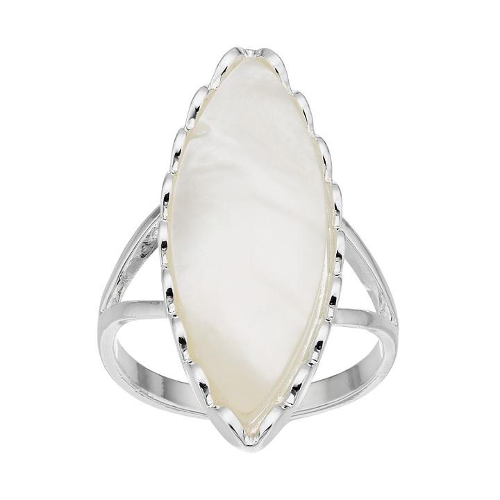 Olive & Ivy Mother-of-pearl Marquise Ring, Women's, Size: 7, White