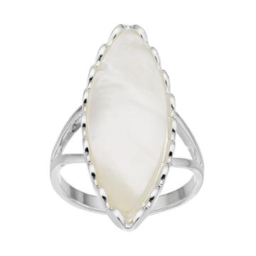 Olive & Ivy Mother-of-pearl Marquise Ring, Women's, Size: 7, White