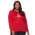 Plus Size Croft & Barrow&reg; Holiday Tee, Women's, Size: 0x, Med Red