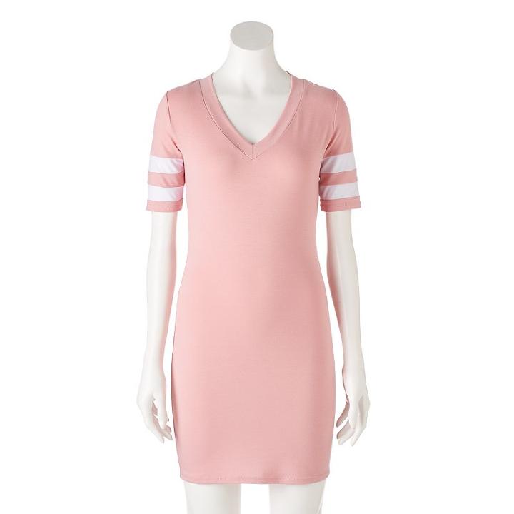 Juniors' Almost Famous Striped T-shirt Dress, Girl's, Size: Medium, Pink Ovrfl