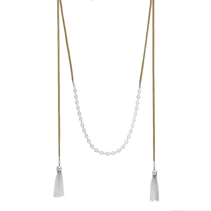 Lc Lauren Conrad Long Leaf Chain Hanging Tassel Necklace, Women's, Grey