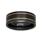 Black & Yellow Ion-plated Stainless Steel Double Groove Band - Men, Size: 8.50