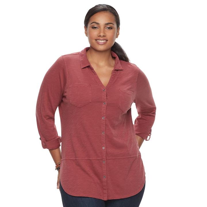Plus Size Sonoma Goods For Life&trade; Utility Tunic, Women's, Size: 3xl, Dark Red