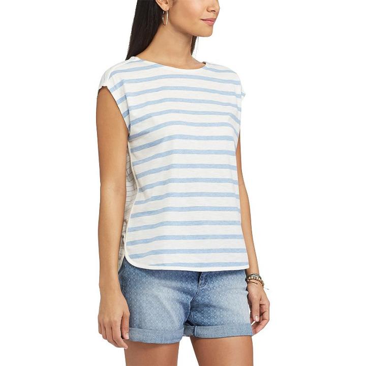 Women's Chaps Striped Crewneck Tee, Size: Medium, White