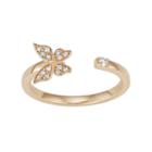 14k Gold 1/10 Carat T.w. Diamond Butterfly Open Ring, Women's, Size: 5, White