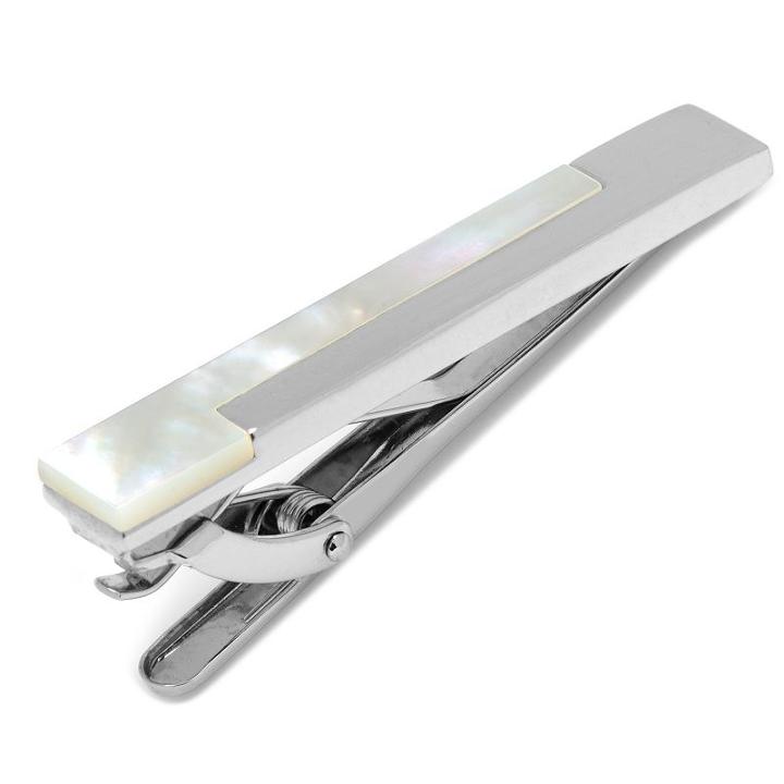 Silver & Mother Of Pearl Tie Clip, Men's, White